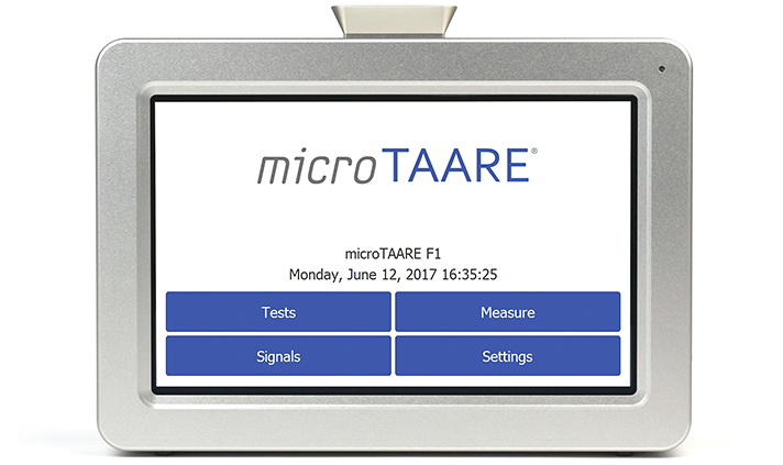 microTAARE F1 frontview with start screen